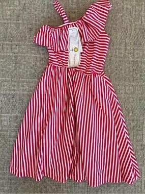 NWT Florence Eiseman fuschia and white striped dress size 8